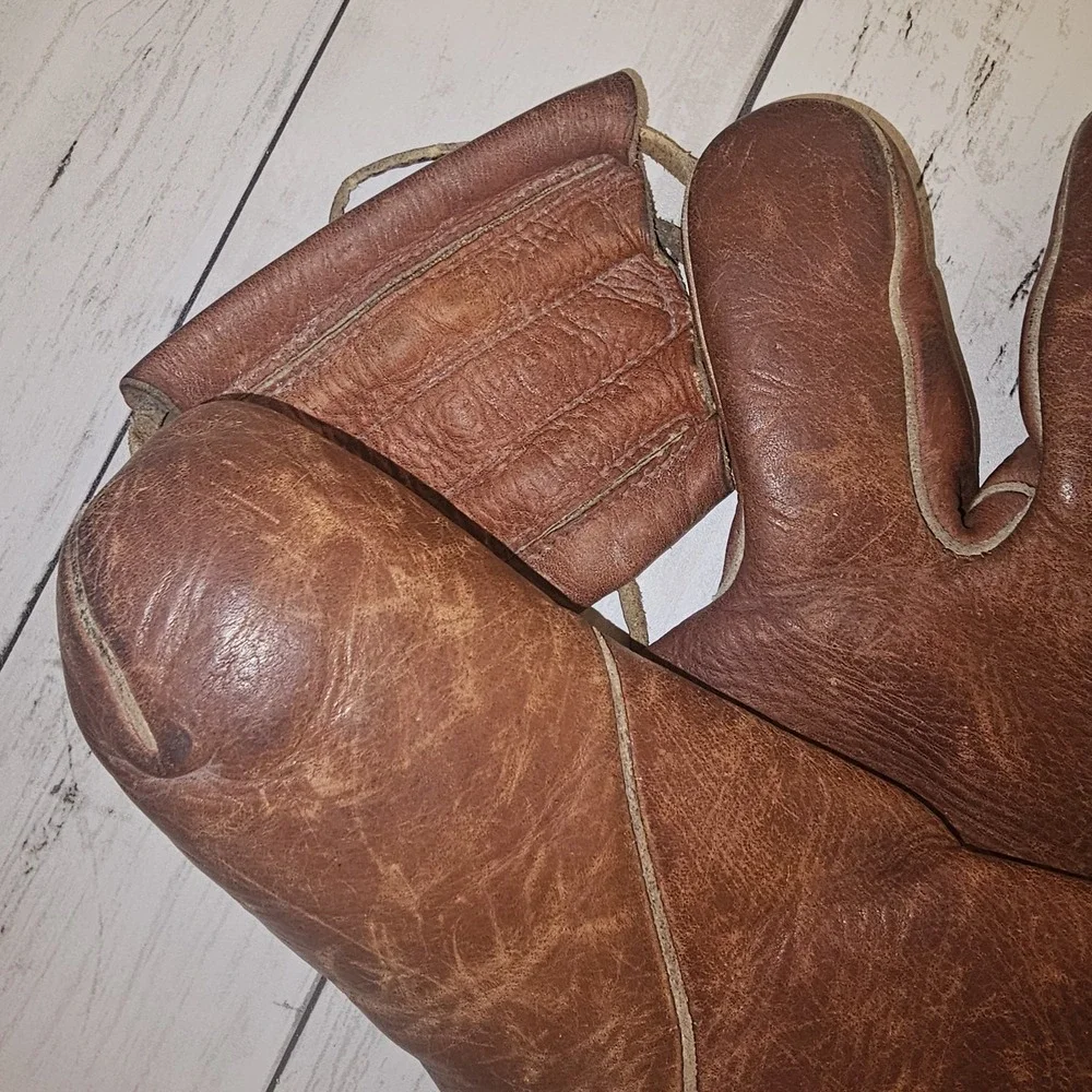 Vintage Sonnett Leather Baseball Glove Mitt Barney McCosky Model Button Strap OK